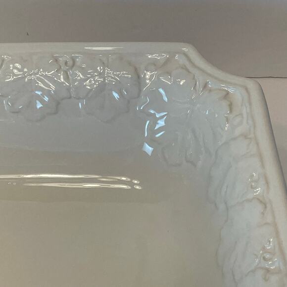 CWC Italian Made Rectangular Embossed Serving Platter Leaf Pattern Dish 14” - Picture 4 of 5